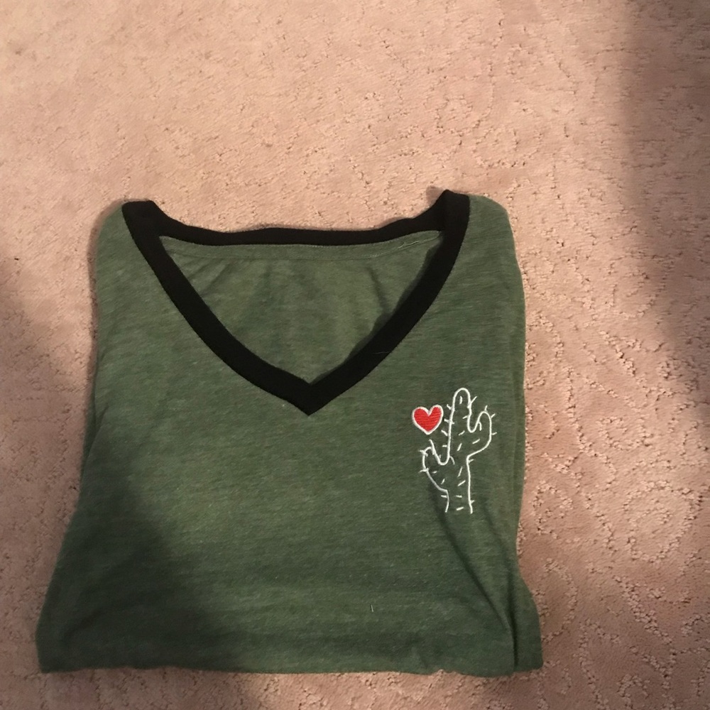 Army Green v-neck shirt